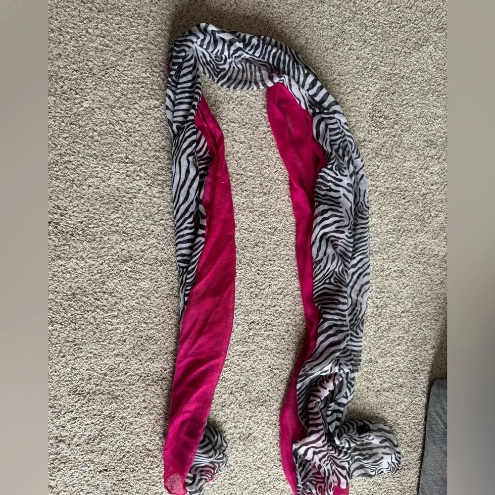 Zebra Print Scarf with Pink Accent